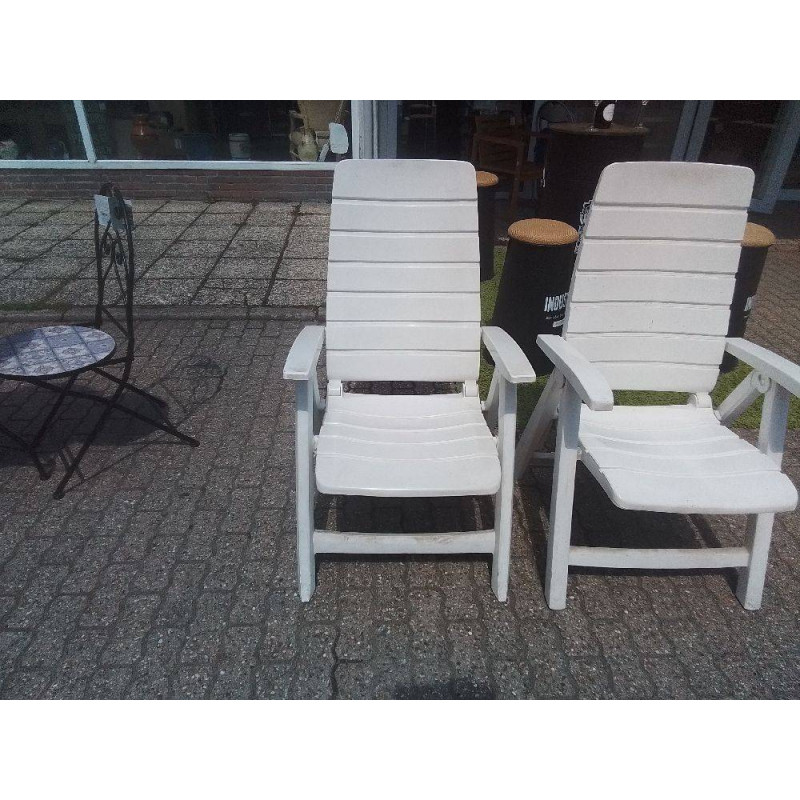 FAUTEUIL DE JARDIN PLIANT PVC BLANC 