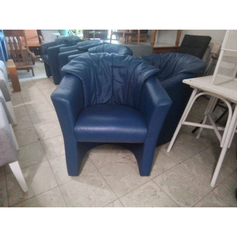 FAUTEUIL CLUB SIMILI CUIR BLEU LA PIECE