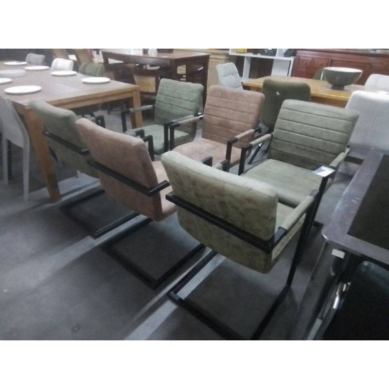 SERIE DE 6 CHAISES TISSU ET METAL 