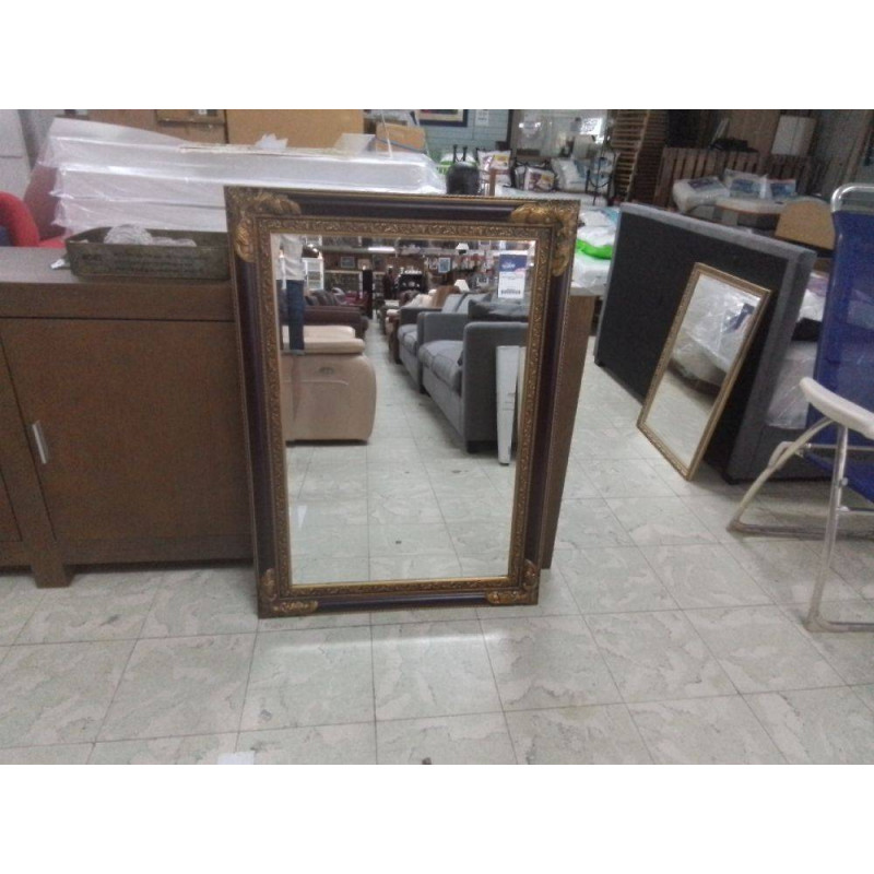 MIROIR BISEAUTE CADRE NOIR ET DORE