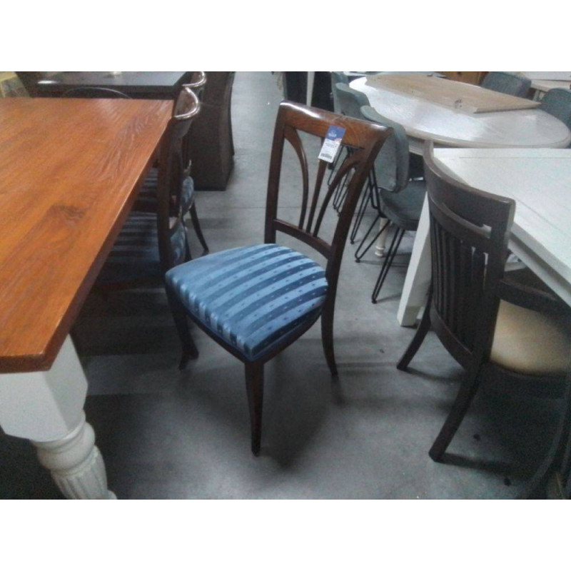 SERIE DE 6 CHAISES CHENE ASSISE TISSU BLEU