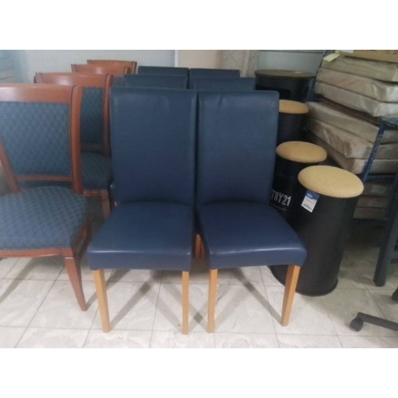 SERIE DE 6 CHAISES SIMILI CUIR BLEU 