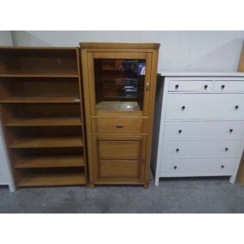 MEUBLE BAR PLACAGE CHENE CLAIR 2 PORTES 1 TIROIR 74X43X156