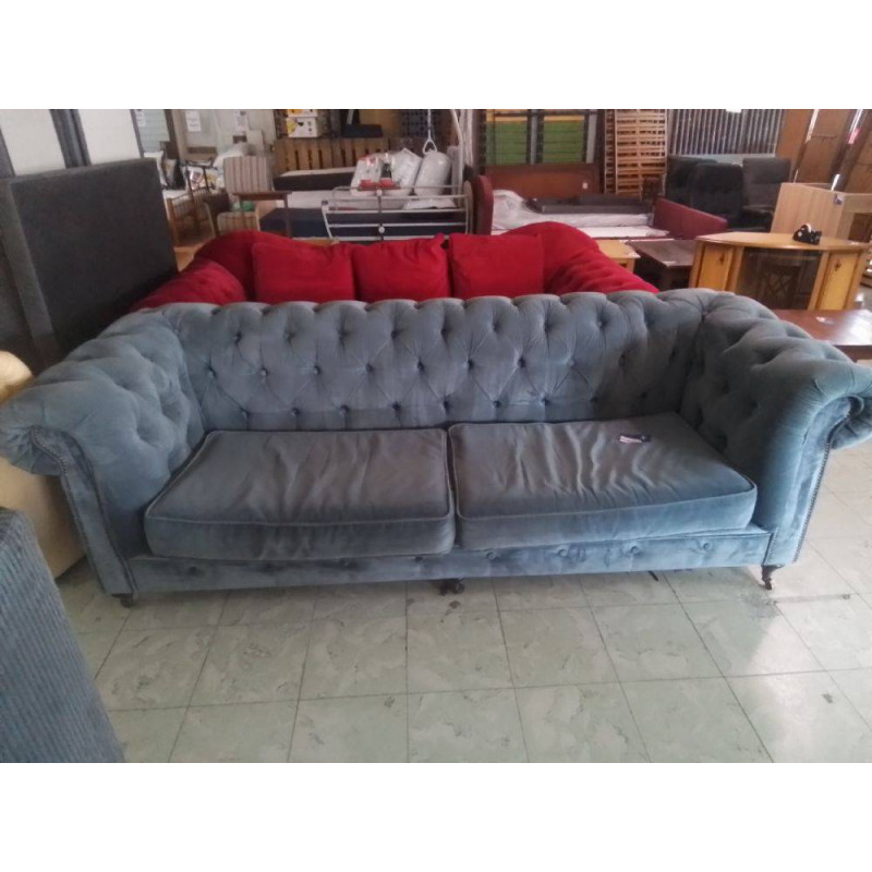 CANAPE STYLE CHESTERFIELD TISSU GRIS