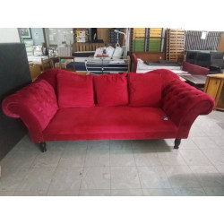 CANAPE 3 PLACES VELOURS ROUGE 