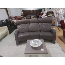 CANAPE 3 PLACES CUIR GRIS 