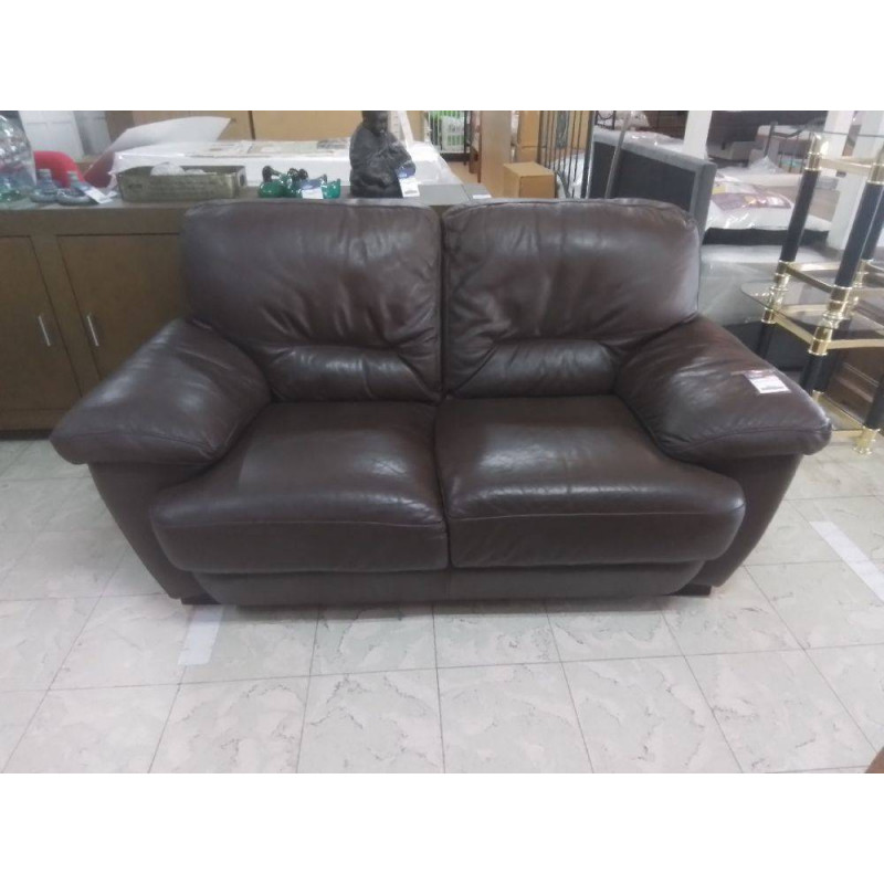 CANAPE 2 PLACES CUIR TAUPE