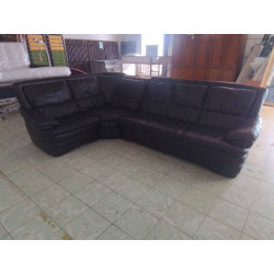 CANAPE D ANGLE CUIR NOIR 