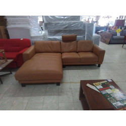 CANAPE D ANGLE CUIR CARAMEL