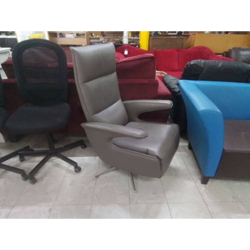 FAUTEUIL RELAX PIVOTANT CUIR GRIS 