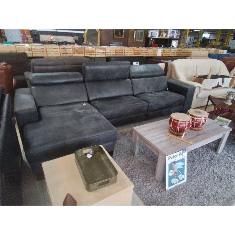 CANAPE D ANGLE TISSU GRIS 1 RELAX ELECTRIQUE 