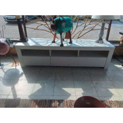 MEUBLE TELE BAS 3 PORTES PIN 