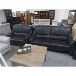 SALON 3+2 CUIR GRIS FONCE 