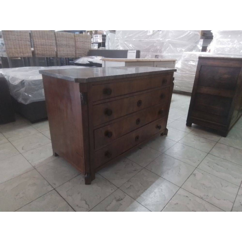 COMMODE STYLE EMPIRE 4 TIROIRS DESSUS MARBRE