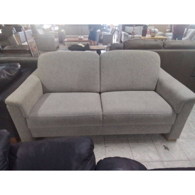 CANAPE 2 PLACES TISSU GRIS CLAIR 