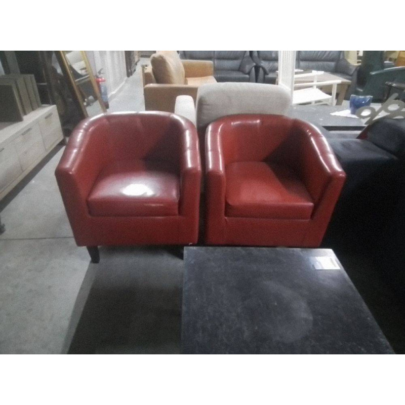 FAUTEUIL CLUB SIMILI CUIR BORDEAUX LA PIECE