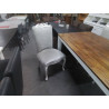 SERIE DE 4 CHAISES TISSU GRIS ET BOISERIE BLANCHE