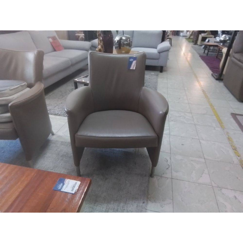FAUTEUIL CLUB CUIR TAUPE LA PIECE