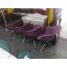 SERIE DE 4 CHAISES A ROULETTES TISSU MAUVE