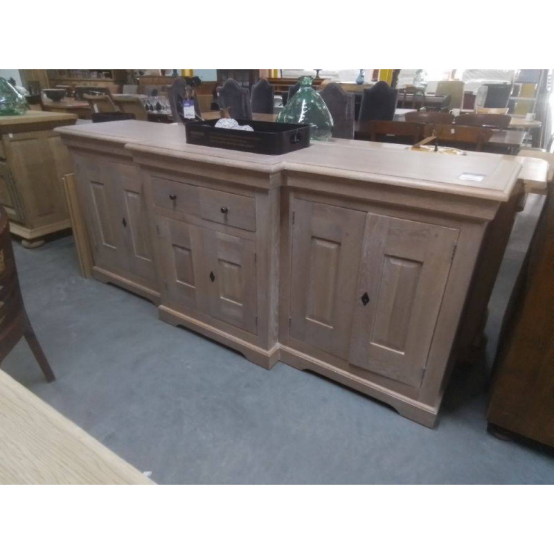 DRESSOIR 6 PORTES 2 TIROIRS CERUSE