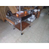 DESSERTE A ROULETTES VINTAGE AVEC CHAUFFE PLAT ET RANGE COUVERTS