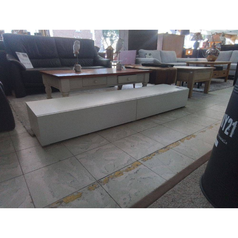 MEUBLE TELE BAS BLANC 2 OUVRANTS