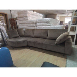 CANAPE D ANGLE TISSU BRUN 