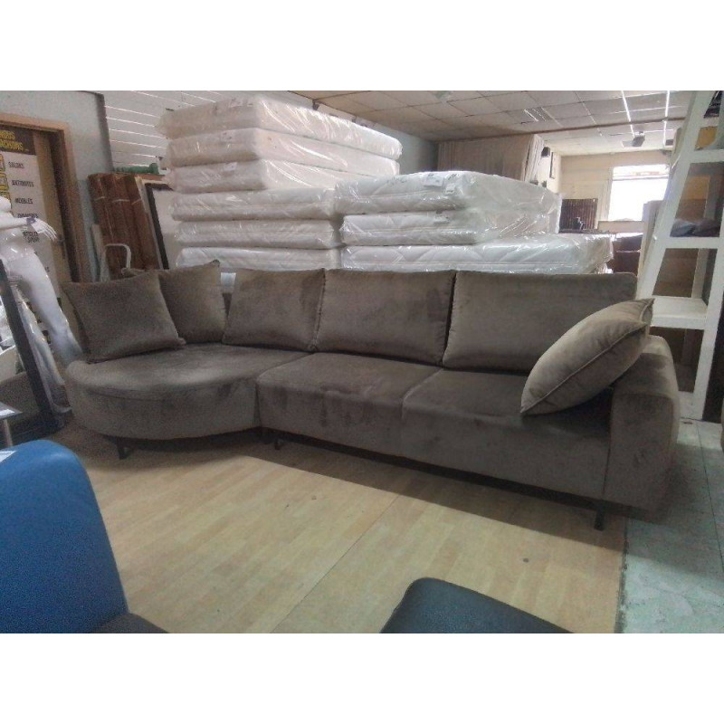 CANAPE D ANGLE TISSU BRUN 