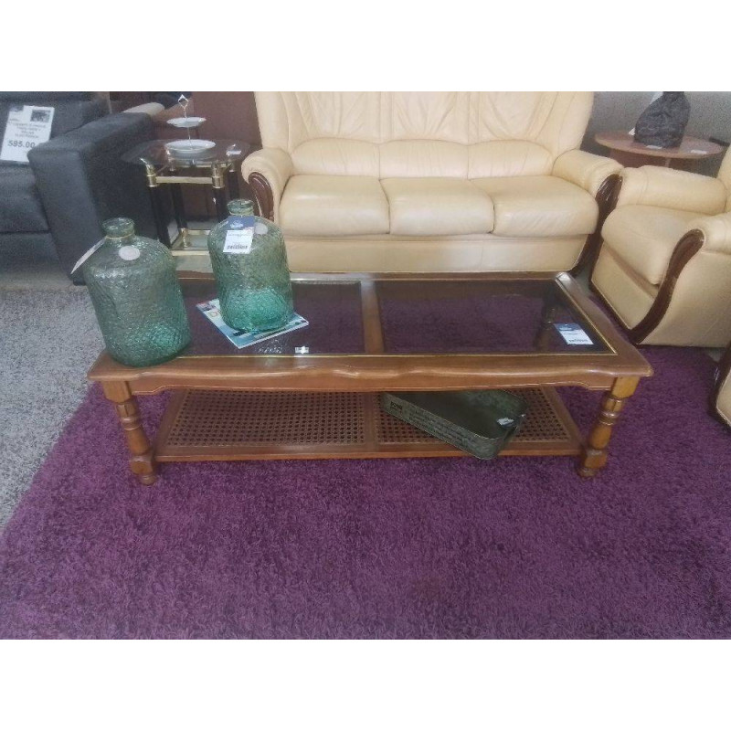 TABLE BASSE MERISIER VITEE ET CANNAGE