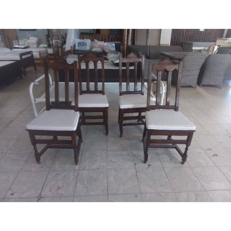 SERIE DE 4 CHAISES CHENE FONCE 