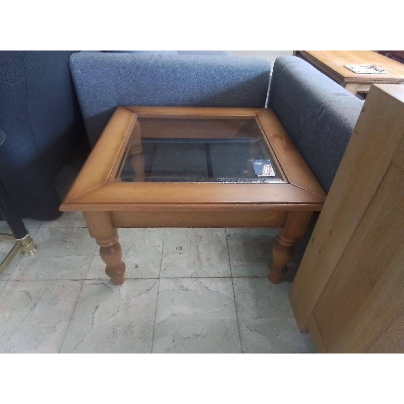 TABLE BASSE CARREE CONTOUR CHENE ET VERRE