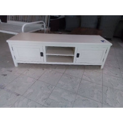 MEUBLE TELE BAS BLANC 2 PORTES 